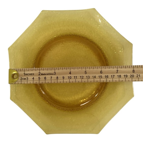 Vintage L.E. Smith Depression Glass Amber Crackled Octagon Lunch Plates Set Of 2 - Picture 2 of 4